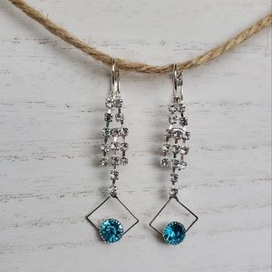 Vivid Blue Geometric drop cluster earrings